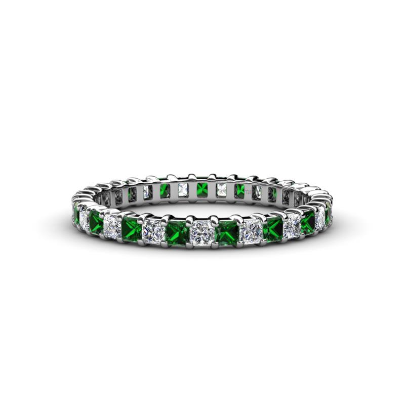 Allie 2.50 mm Princess Cut Lab Created Emerald and Lab Grown Diamond Eternity Band 