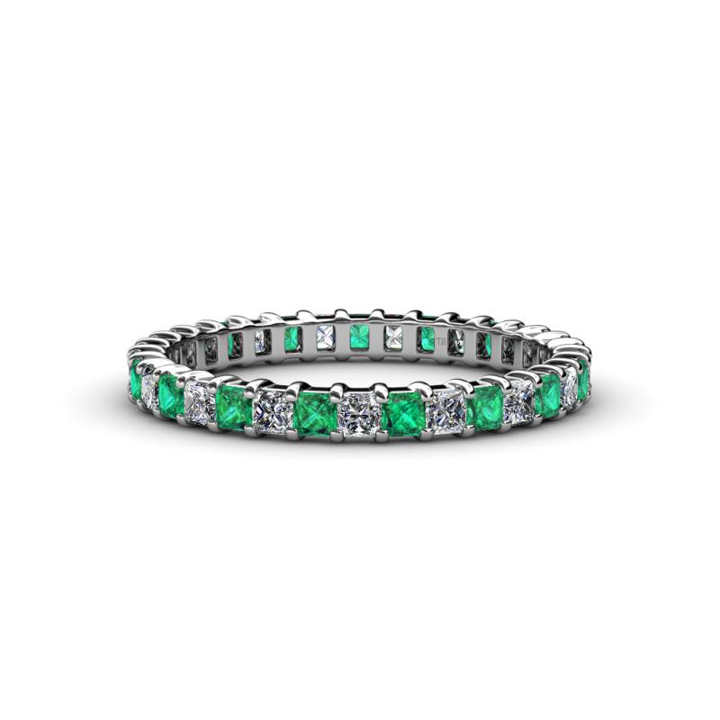 Allie 2.50 mm Princess Cut Emerald and Diamond Eternity Band 