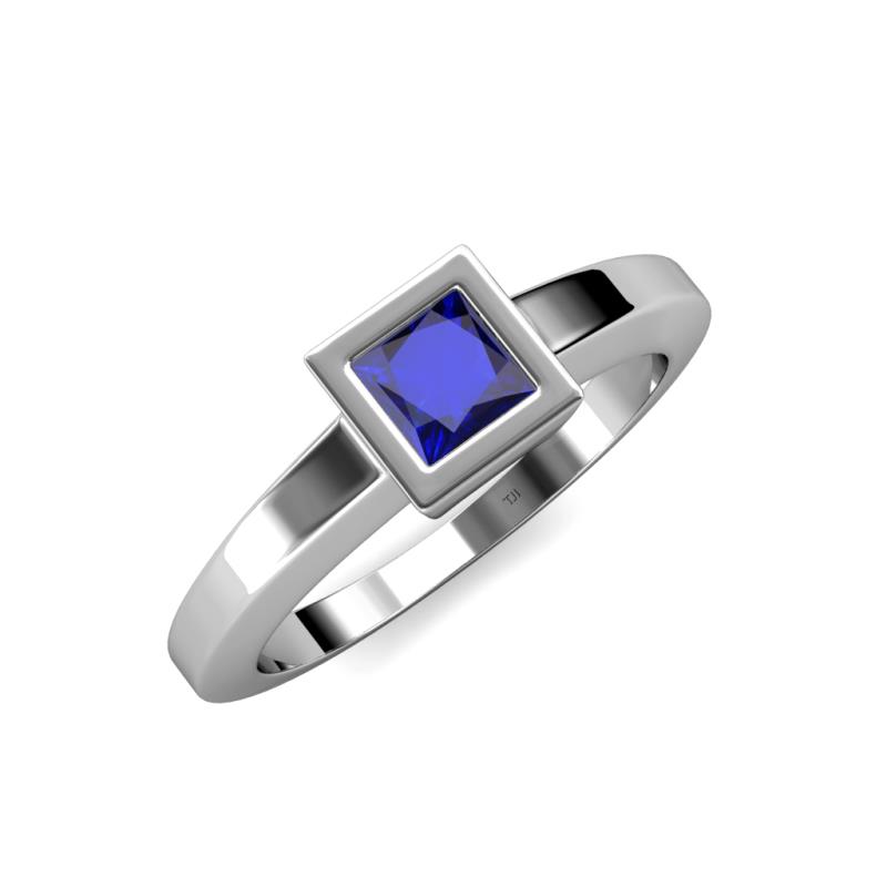 Ian 0.85 ct Princess Cut Created Blue Sapphire Solitaire Ring 