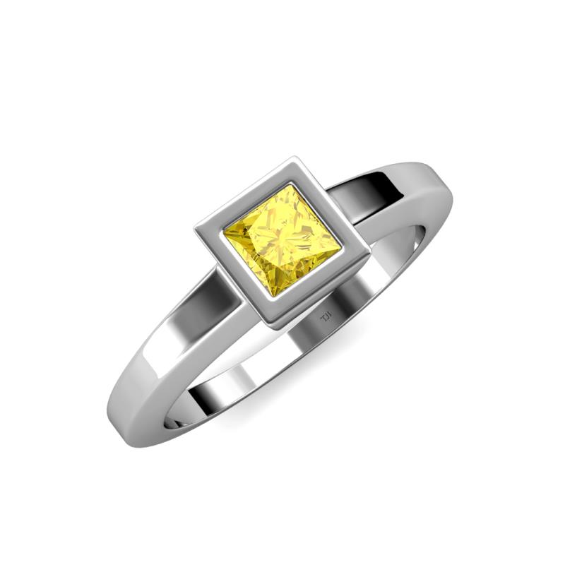 Ian 0.85 ct Princess Cut Created Yellow Sapphire Solitaire Ring 