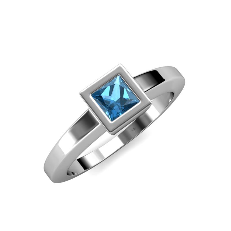 Ian 1.38 ct Princess Cut Blue Topaz Solitaire Ring 