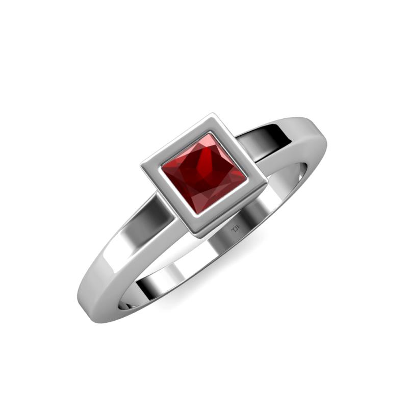 Ian 1.35 ct Princess Cut Red Garnet Solitaire Ring 