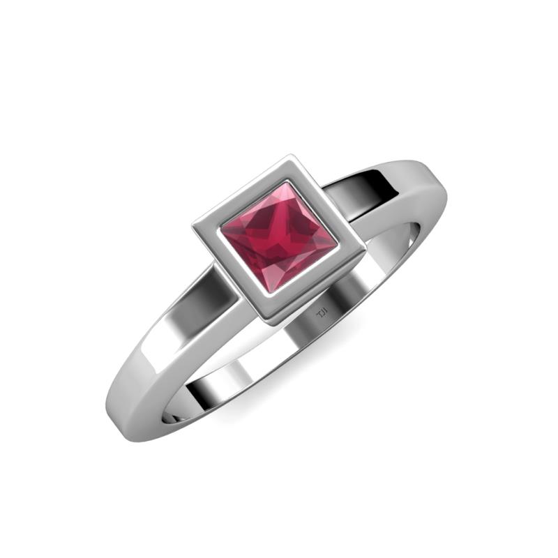 Ian 1.25 ct Princess Cut Rhodolite Garnet Solitaire Ring 