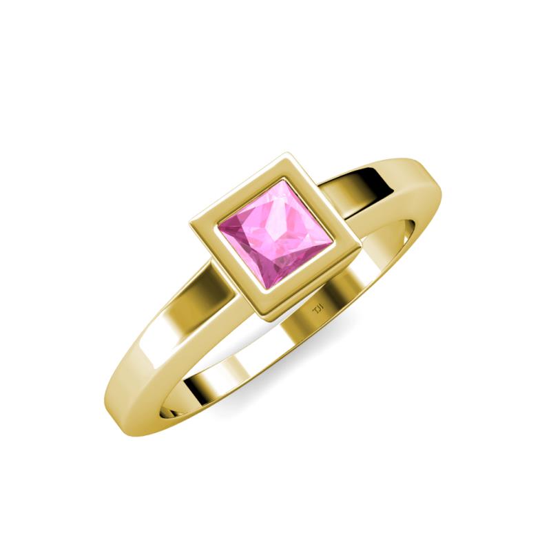 Ian 0.85 ct Princess Cut Created Pink Sapphire Solitaire Ring 