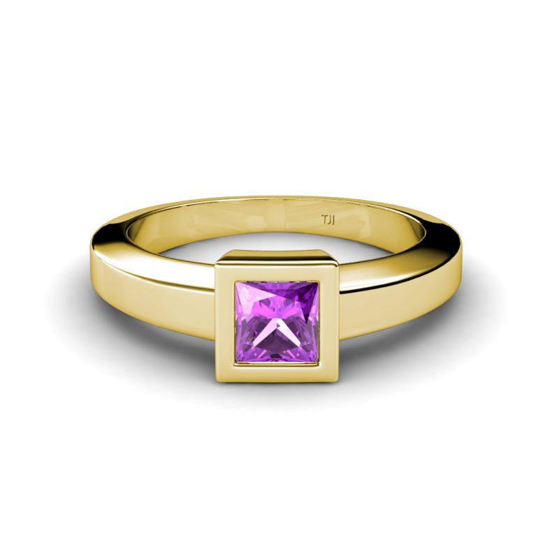 Ian Princess Cut Amethyst Solitaire Engagement Ring 