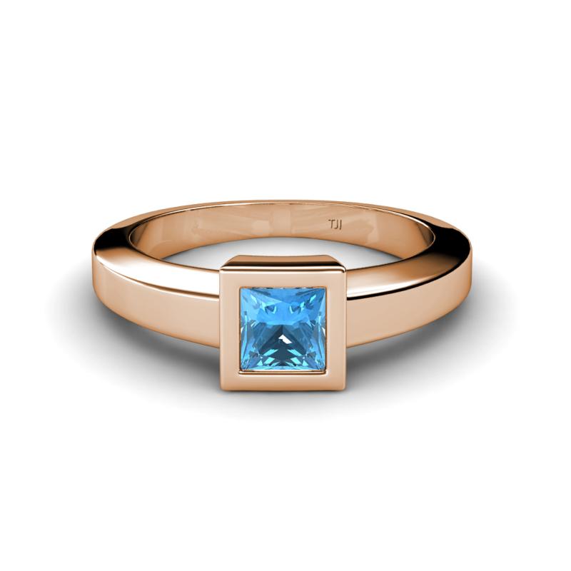 Ian Princess Cut Blue Topaz Solitaire Engagement Ring 