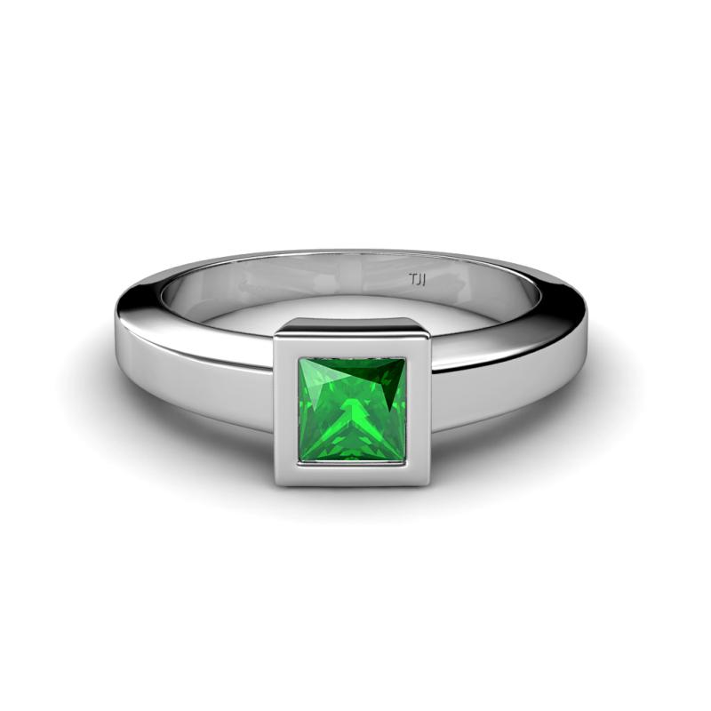 Ian Princess Cut Emerald Solitaire Engagement Ring 
