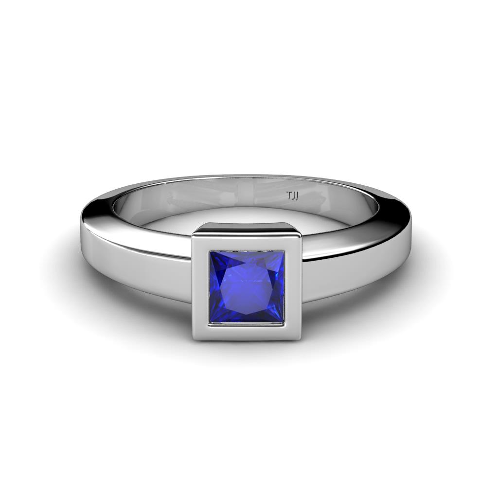 Ian Princess Cut Blue Sapphire Solitaire Engagement Ring 