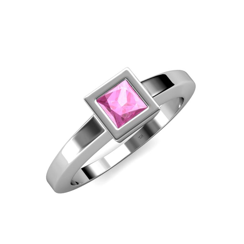 Ian 0.85 ct Princess Cut Created Pink Sapphire Solitaire Ring 