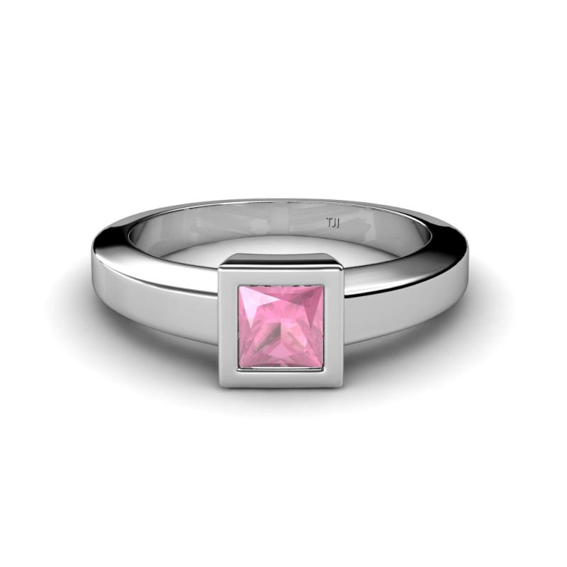 Ian Princess Cut Pink Tourmaline Solitaire Engagement Ring 