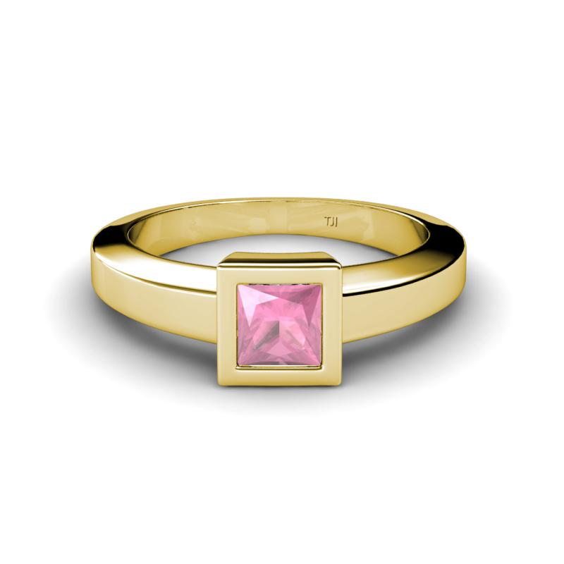 Ian Princess Cut Pink Tourmaline Solitaire Engagement Ring 