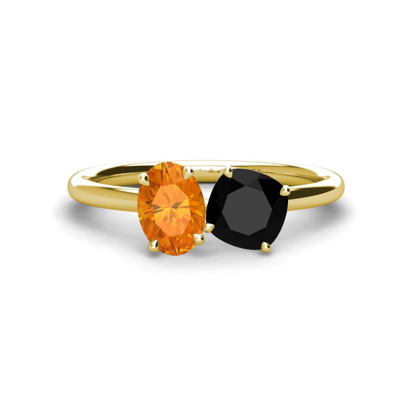 Tanya Oval Shape Citrine & Cushion Shape Black Onyx 2 Stone Duo Ring 