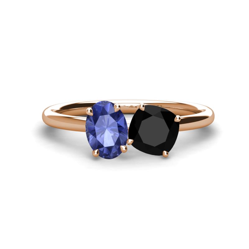 Tanya Oval Shape Iolite & Cushion Shape Black Onyx 2 Stone Duo Ring 