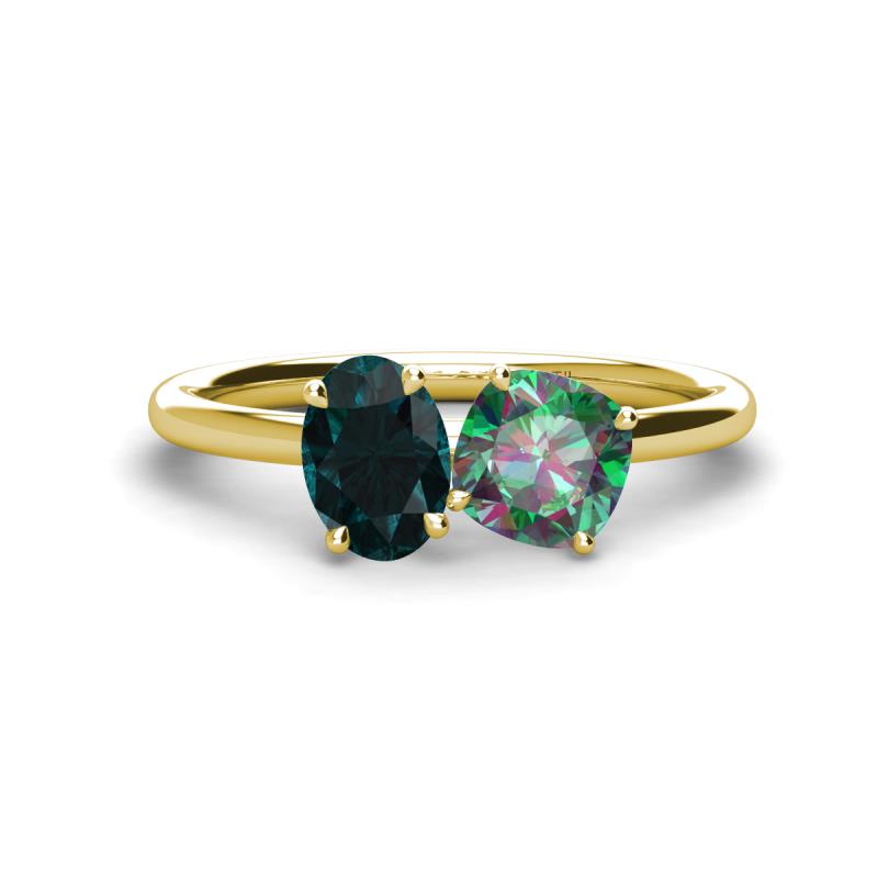 Tanya Oval Shape London Blue Topaz & Cushion Shape Lab Created Alexandrite 2 Stone Duo Ring 