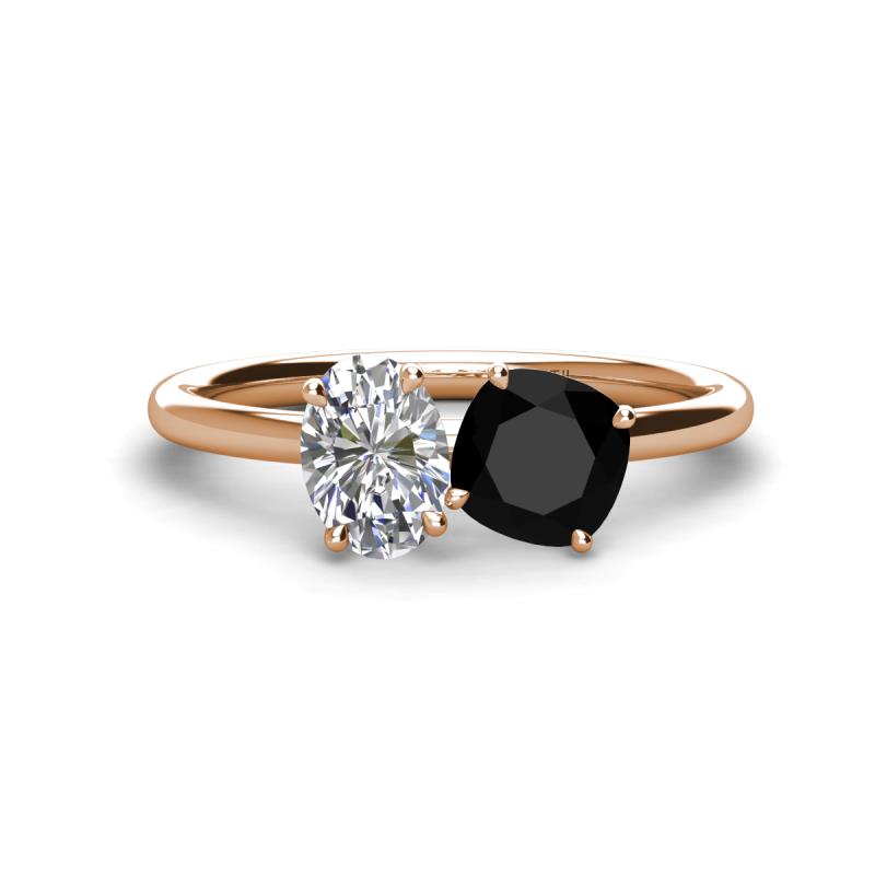 Tanya Oval Shape Forever Brilliant Moissanite & Cushion Shape Black Onyx 2 Stone Duo Ring 