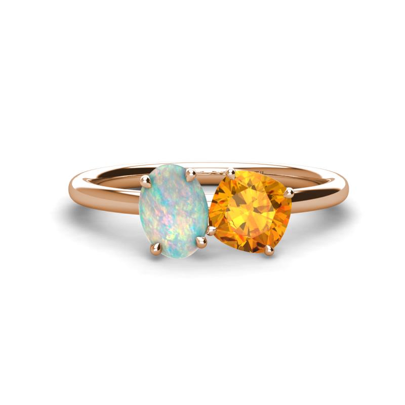 Tanya Oval Shape Opal & Cushion Shape Citrine 2 Stone Duo Ring 