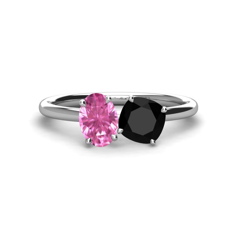 Tanya Oval Shape Pink Sapphire & Cushion Shape Black Onyx 2 Stone Duo Ring 