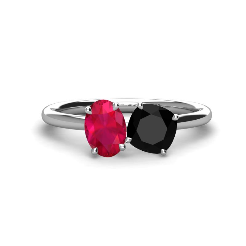 Tanya Oval Shape Ruby & Cushion Shape Black Onyx 2 Stone Duo Ring 