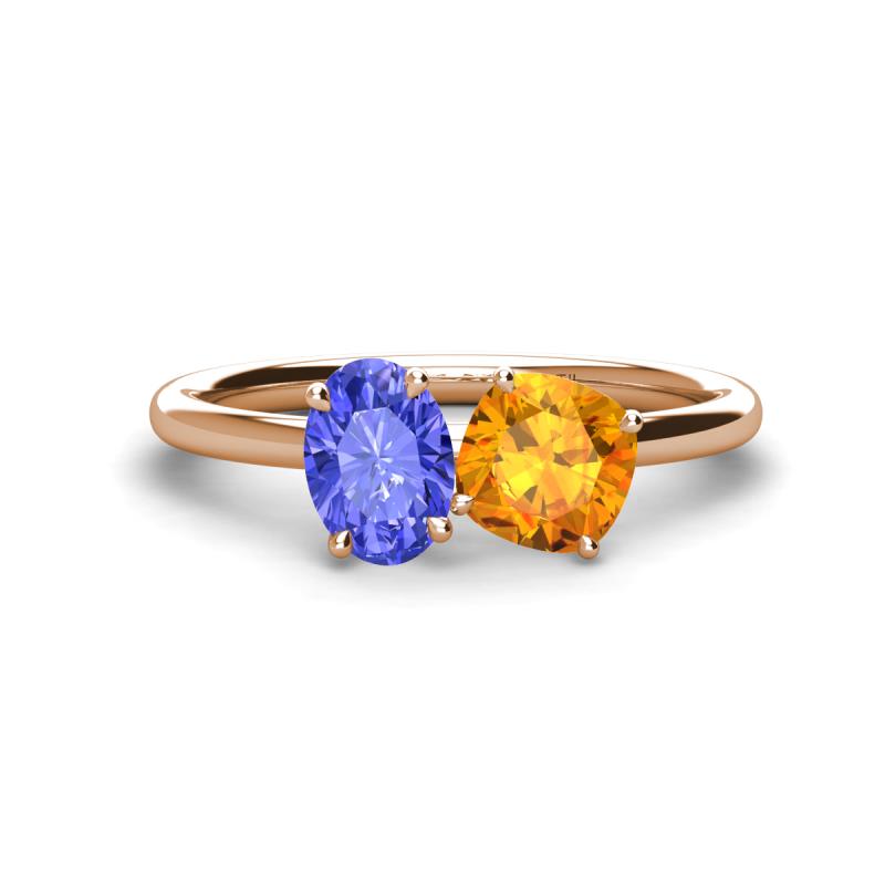 Tanya Oval Shape Tanzanite & Cushion Shape Citrine 2 Stone Duo Ring 