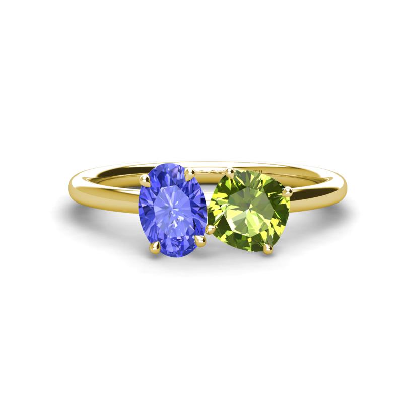 Tanya Oval Shape Tanzanite & Cushion Shape Peridot 2 Stone Duo Ring 