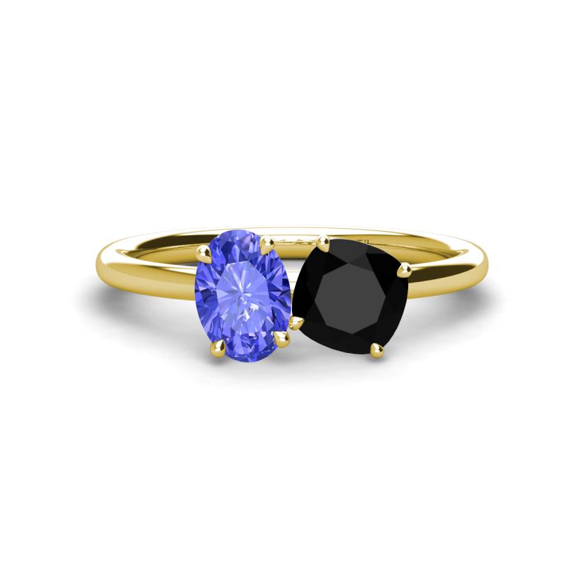 Tanya Oval Shape Tanzanite & Cushion Shape Black Onyx 2 Stone Duo Ring 