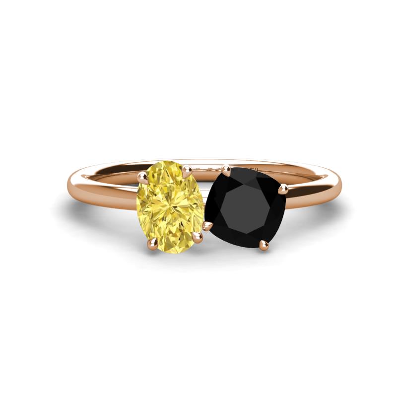 Tanya Oval Shape Yellow Sapphire & Cushion Shape Black Onyx 2 Stone Duo Ring 