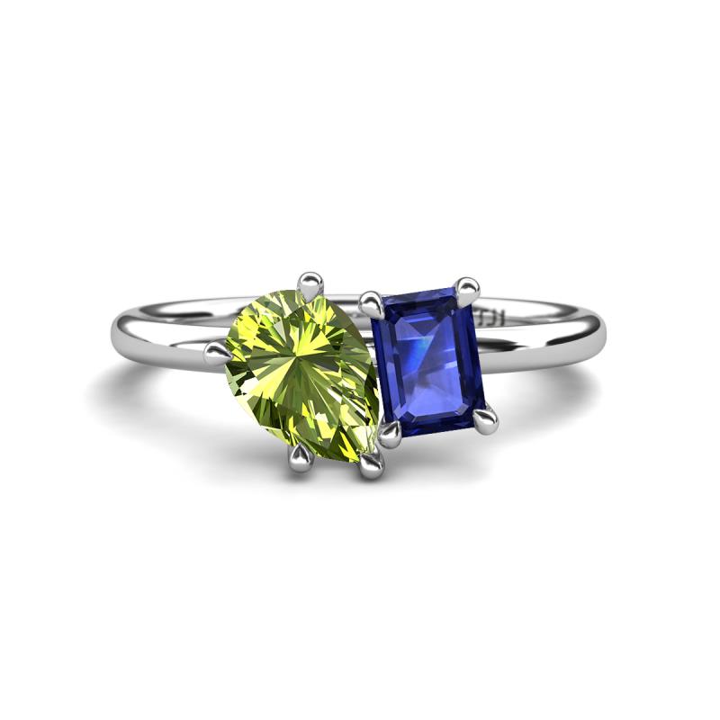 Nadya Pear Shape Peridot & Emerald Shape Iolite 2 Stone Duo Ring 