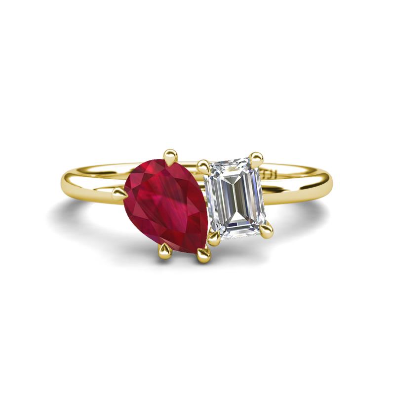 Pear Cut Garnet Dome Ring in 14K Gold Over Sterling Silver, 7