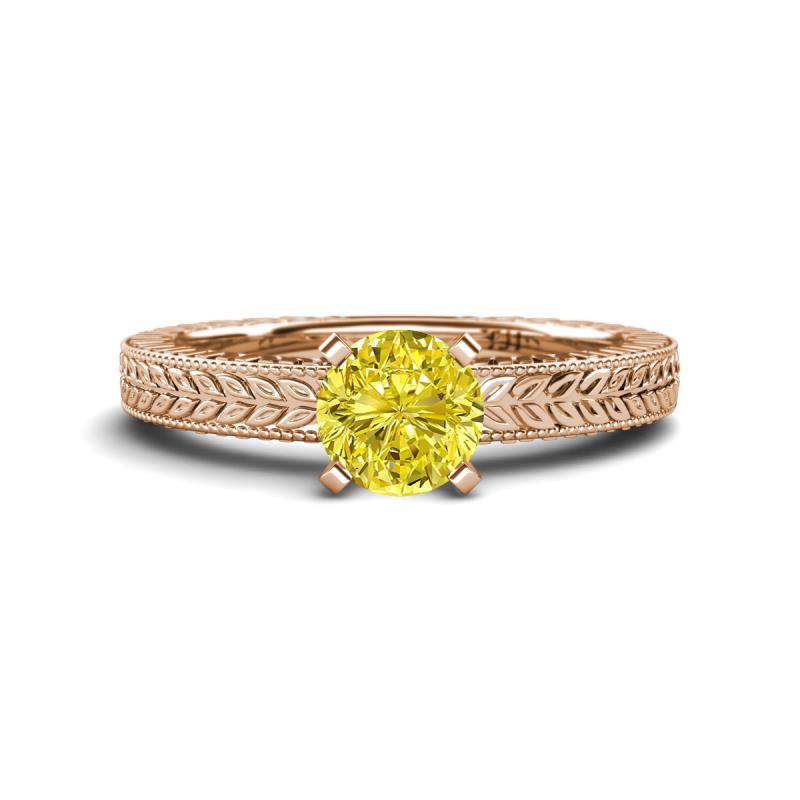 Kaelan 6.00 mm Round Yellow Diamond Solitaire Engagement Ring 