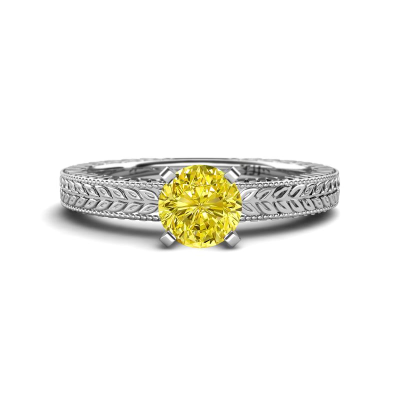 Kaelan 6.00 mm Round Yellow Diamond Solitaire Engagement Ring 