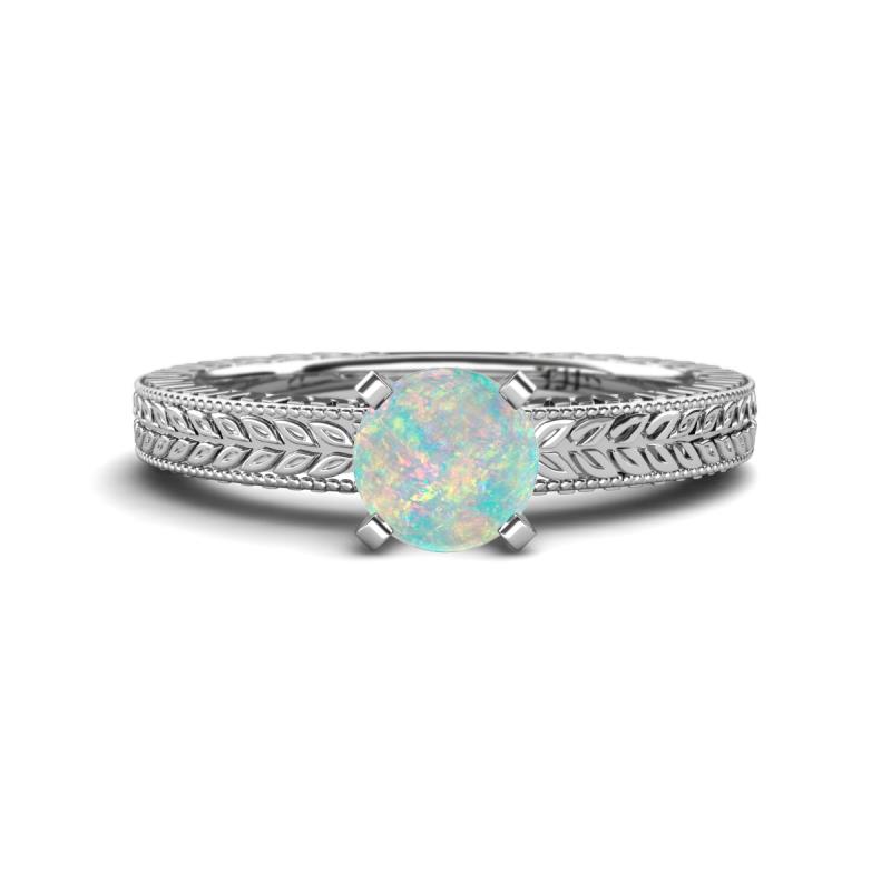 Kaelan 6.00 mm Round Opal Solitaire Engagement Ring 