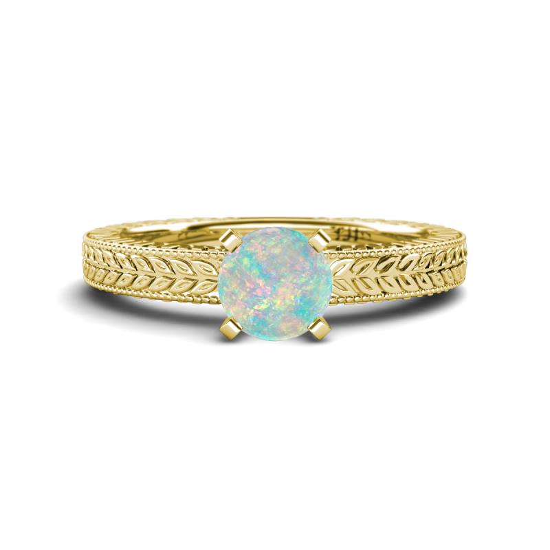 Kaelan 6.00 mm Round Opal Solitaire Engagement Ring 
