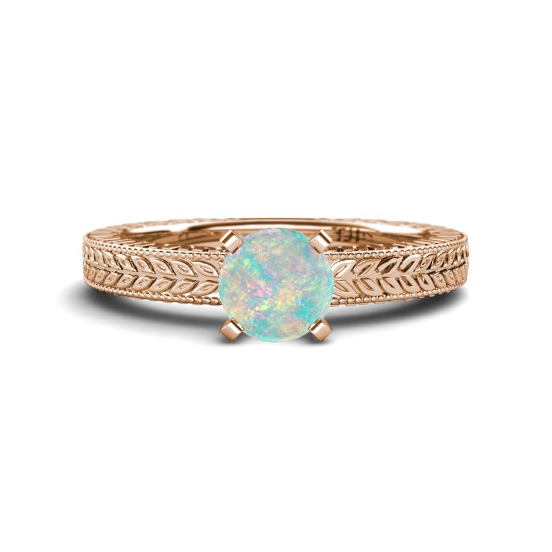 Kaelan 6.00 mm Round Opal Solitaire Engagement Ring 