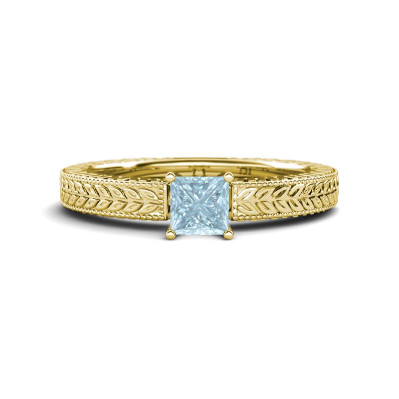 Kaelan 6.00 mm Princess Cut Aquamarine Solitaire Engagement Ring 