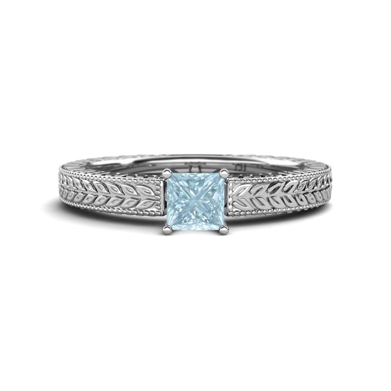 Kaelan 6.00 mm Princess Cut Aquamarine Solitaire Engagement Ring 