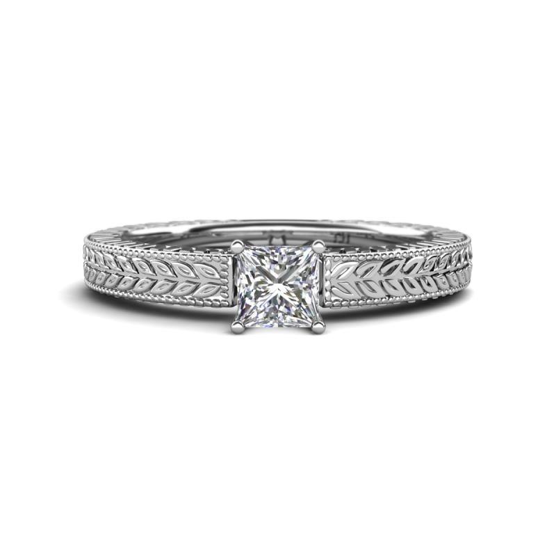 Kaelan 6.00 mm Princess Cut Forever One Moissanite Solitaire Engagement Ring 