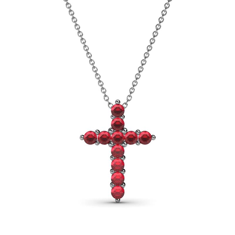 Abella Petite Ruby Cross Pendant 