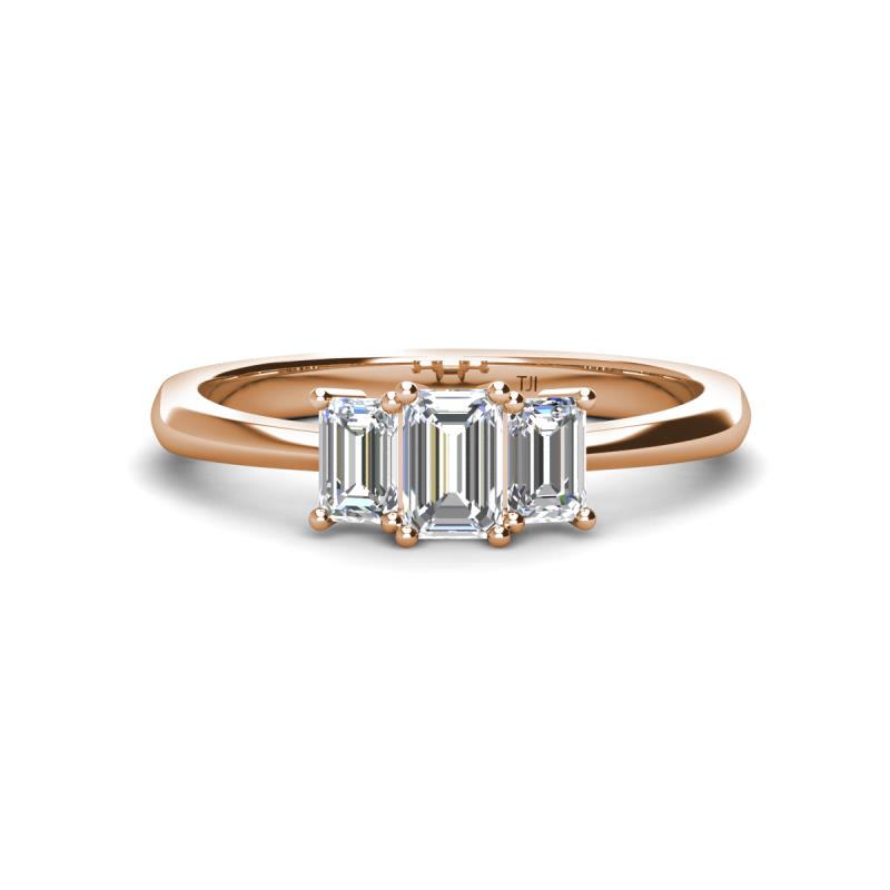 Daria 1.35 ctw IGI Certified Lab Grown Diamond Emerald Cut (6x4 mm) Side Gallery Work Three Stone Engagement Ring 