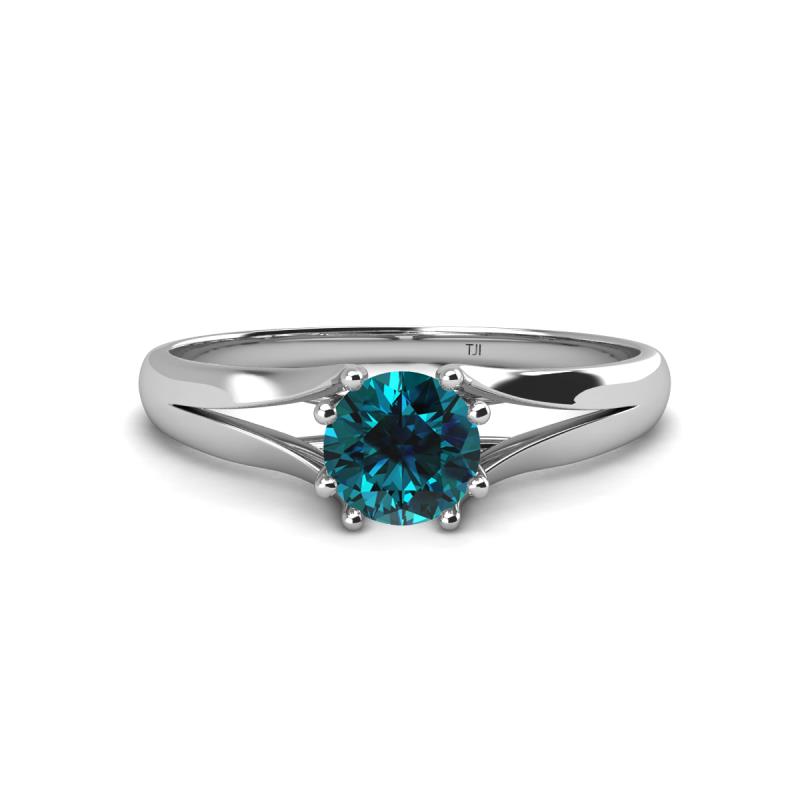 Flora 6.00 mm Round Blue Diamond Solitaire Engagement Ring 