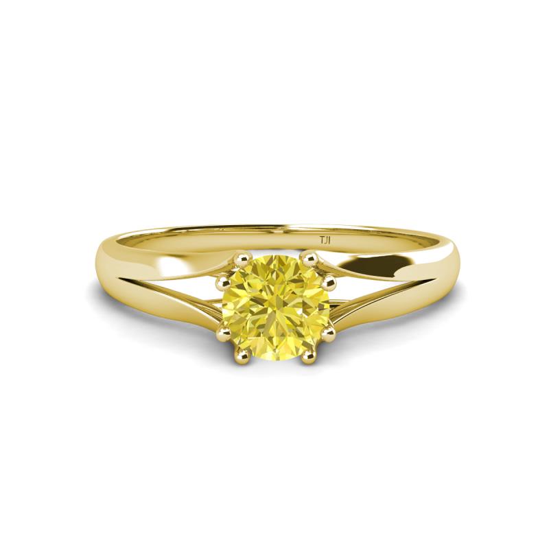 Flora 6.00 mm Round Yellow Diamond Solitaire Engagement Ring 