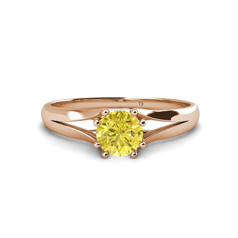 Flora 6.00 mm Round Yellow Diamond Solitaire Engagement Ring 