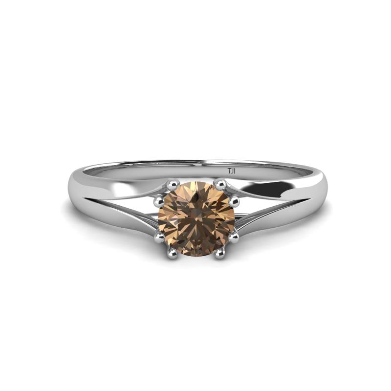 Flora 6.50 mm Round Smoky Quartz Solitaire Engagement Ring 