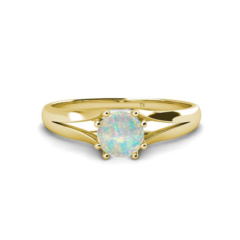 Flora 6.00 mm Round Opal Solitaire Engagement Ring 