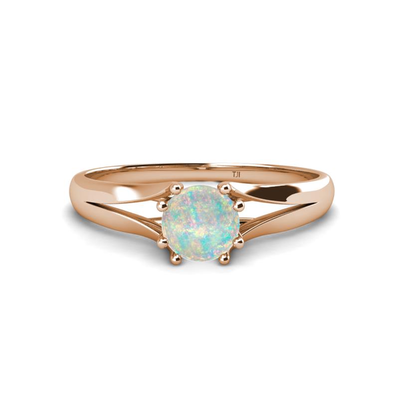 Flora 6.00 mm Round Opal Solitaire Engagement Ring 