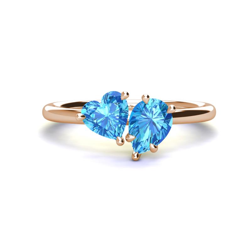 Sasha Heart & Pear Shape Blue Topaz 2 Stone Duo Ring 