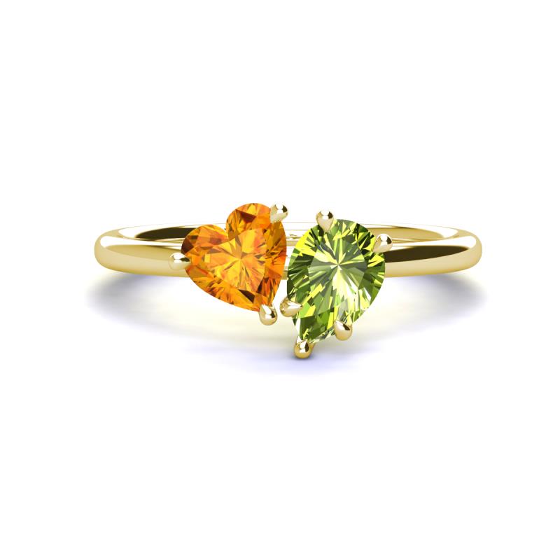 Sasha Heart Shape Citrine & Pear Shape Peridot 2 Stone Duo Ring 