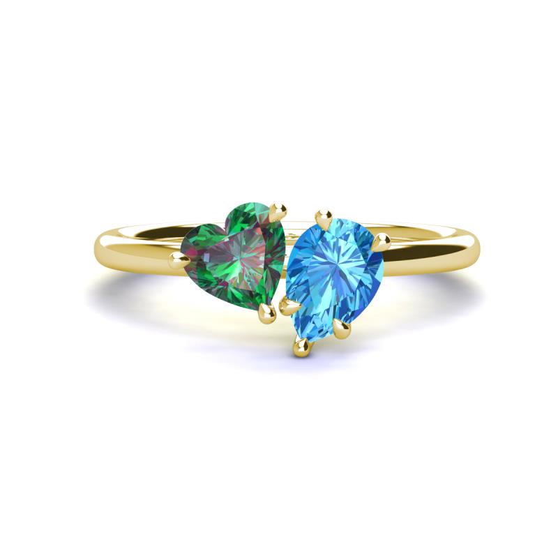 Sasha Heart Shape Lab Created Alexandrite & Pear Shape Blue Topaz 2 Stone Duo Ring 