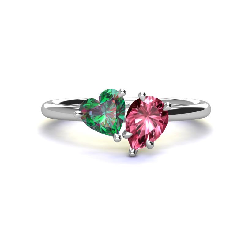 Sasha Heart Shape Lab Created Alexandrite & Pear Shape Pink Tourmaline 2 Stone Duo Ring 