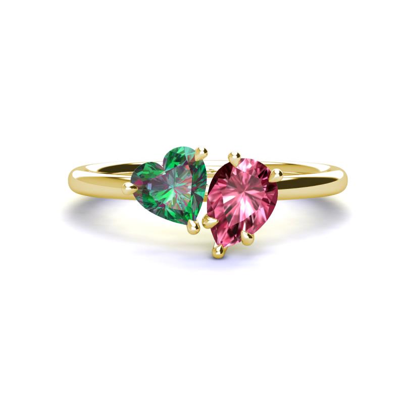 Sasha Heart Shape Lab Created Alexandrite & Pear Shape Pink Tourmaline 2 Stone Duo Ring 