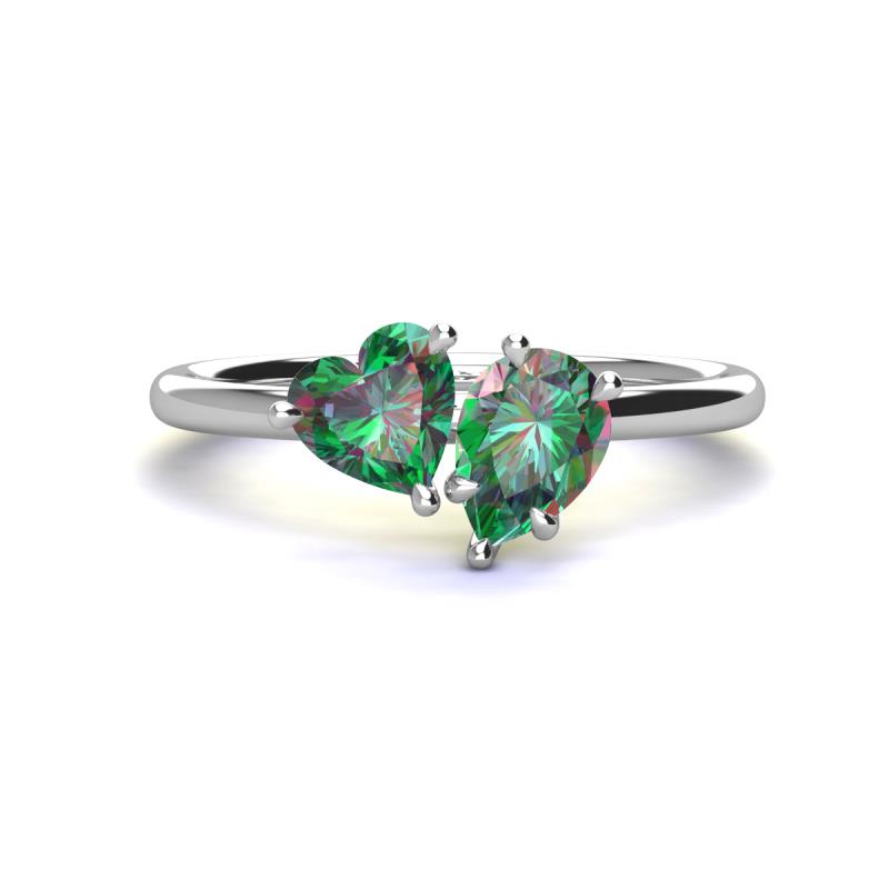 Sasha Heart & Pear Shape Lab Created Alexandrite 2 Stone Duo Ring 